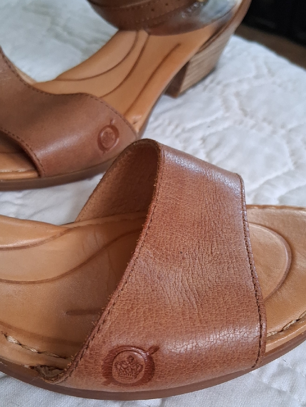 Born Tan Leather Ankle Strap Sandals - Picture 3 of 9